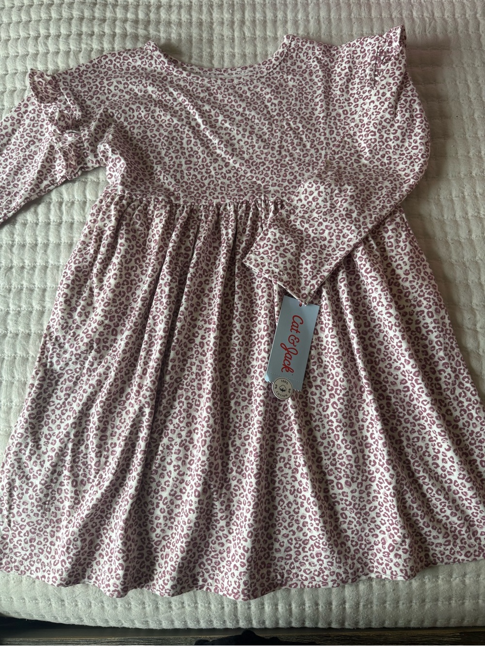 Cat & Jack Pink Leopard-Print Long Sleeve Dress